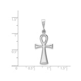 14k White Gold Ankh Pendant, Reversible Egyptian Cross, Smooth Mirror Finish, Spiritual Charm
