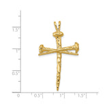 14k Yellow Gold Nail Cross Pendant with Hammered Textured Finish, Religious Spiritual Jewelry