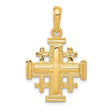 14k Yellow Gold Jerusalem Cross Pendant, Polished Religious Charm for Men and Women