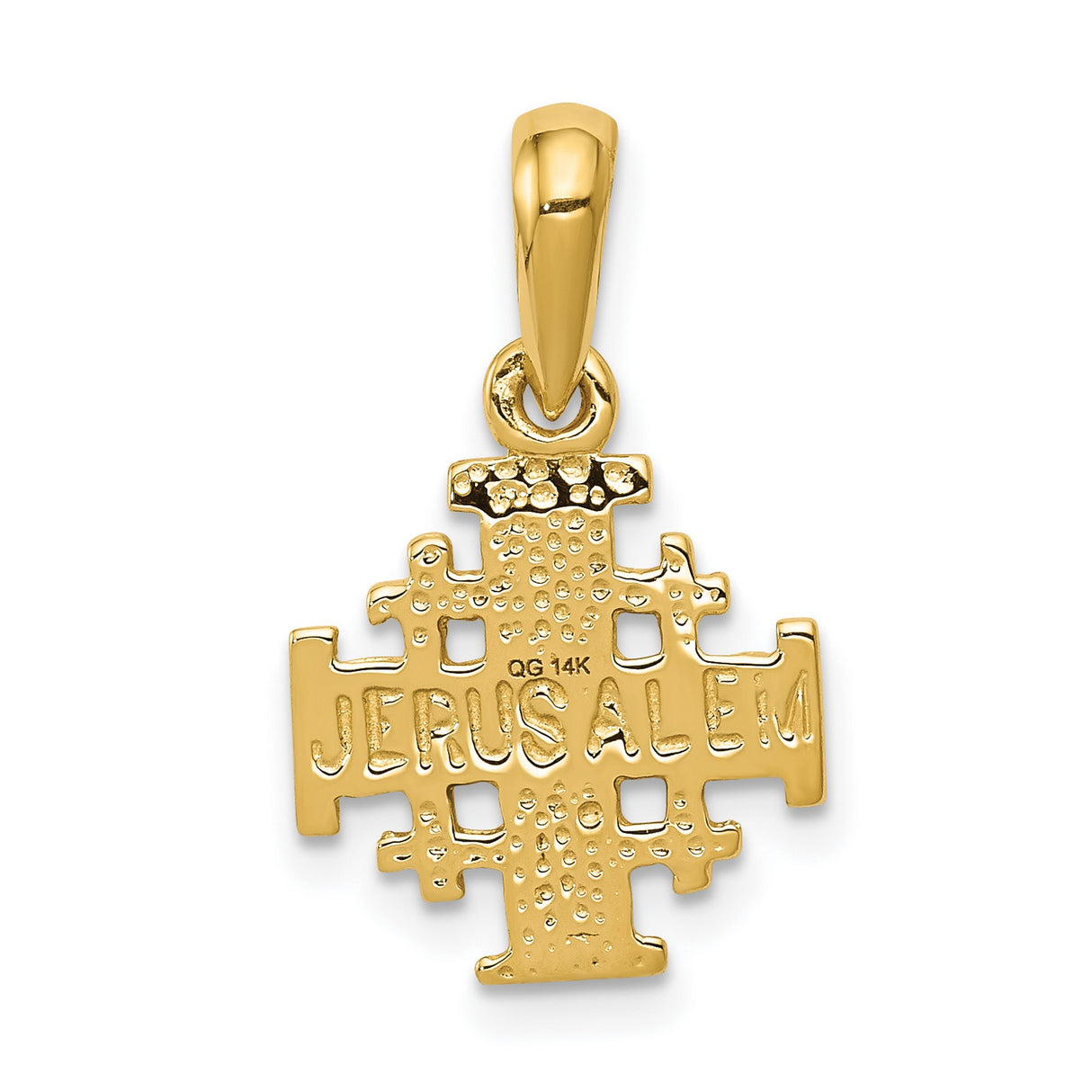 Solid Jerusalem Cross Charm Pendant in Real 14k Yellow Gold