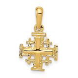 Solid Jerusalem Cross Charm Pendant in Real 14k Yellow Gold