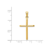 14k Yellow Gold Latin Cross Pendant with Mirror Finish, Simple Religious Design for Men and Women
