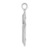 14k White Gold Cross Pendant with Milgrain Detailing, Polished Religious Design