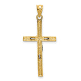 Latin Crucifix Charm Pendant in Real 14k Multi-Tone Gold