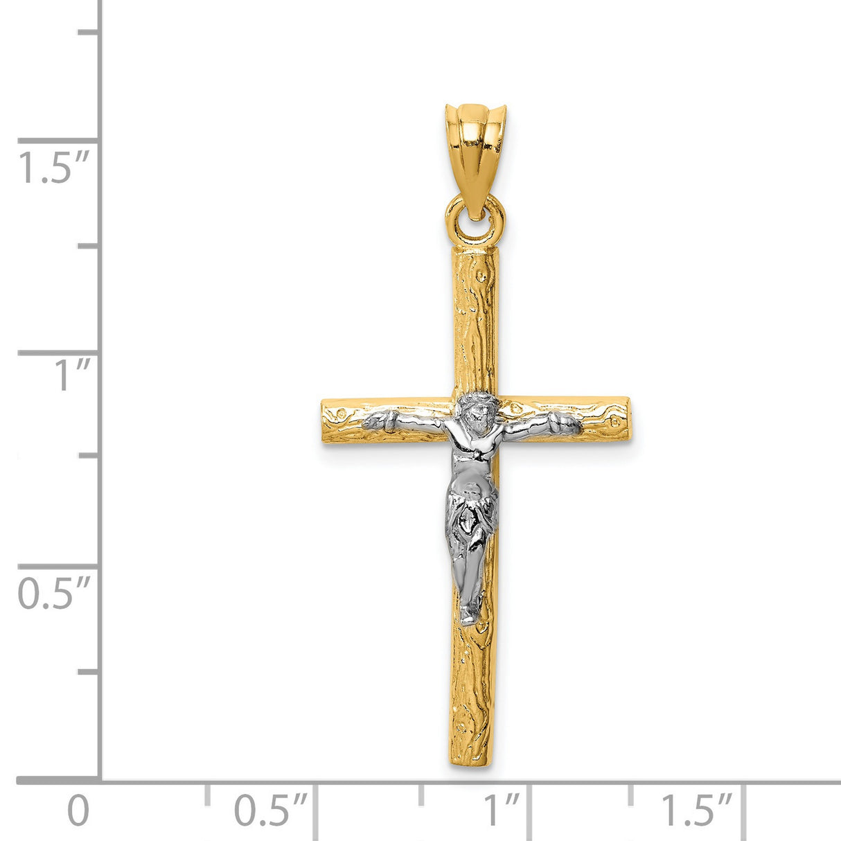 Latin Crucifix Charm Pendant in Real 14k Multi-Tone Gold