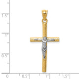 Latin Crucifix Charm Pendant in Real 14k Multi-Tone Gold