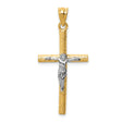 Latin Crucifix Charm Pendant in Real 14k Multi-Tone Gold