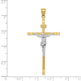 Latin Crucifix Charm Pendant in Real 14k Multi-Tone Gold