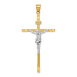 Latin Crucifix Charm Pendant in Real 14k Multi-Tone Gold