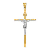 Latin Crucifix Charm Pendant in Real 14k Multi-Tone Gold