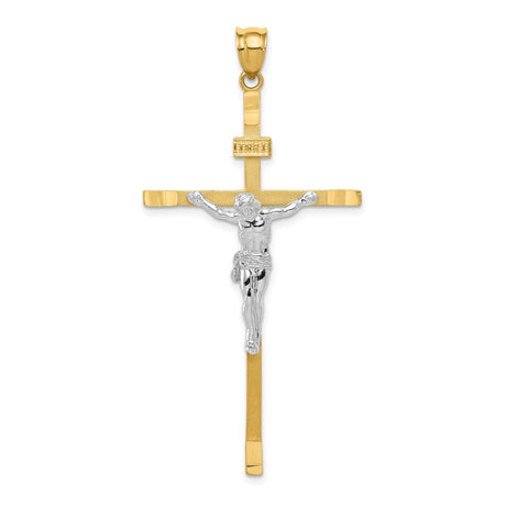 14k Two-Tone Gold Crucifix Cross Pendant with INRI Jesus Detail