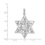 14k White Gold Star of David Pendant with Twelve Tribes Symbols, Jewish Religious Jewelry