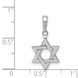 14k White Gold Star of David Pendant, Jewish Symbol Religious Charm for Women or Unisex