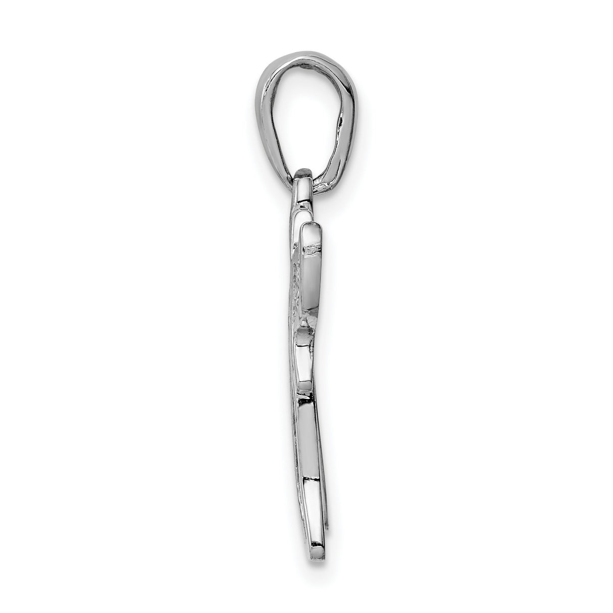 Mesh Design Chai Long Life Symbol Charm Pendant in Real 14k White Gold