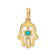 14k Yellow Gold Hamsa Pendant with Turquoise Star of David, Jewish Spiritual Amulet for Women