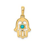 14k Yellow Gold Hamsa Pendant with Turquoise Star of David, Jewish Spiritual Amulet for Women
