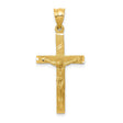 14k Yellow Gold Crucifix Pendant with High Relief Jesus Figure, Latin Catholic Cross Charm