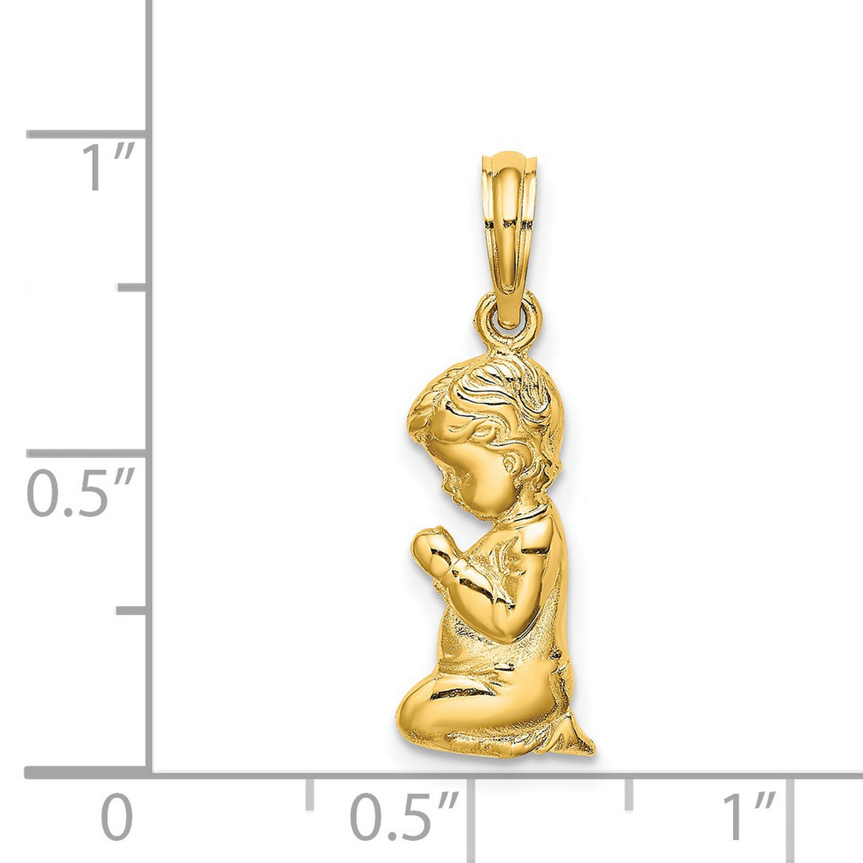 Praying Boy Charm Pendant in Real 14k Yellow Gold