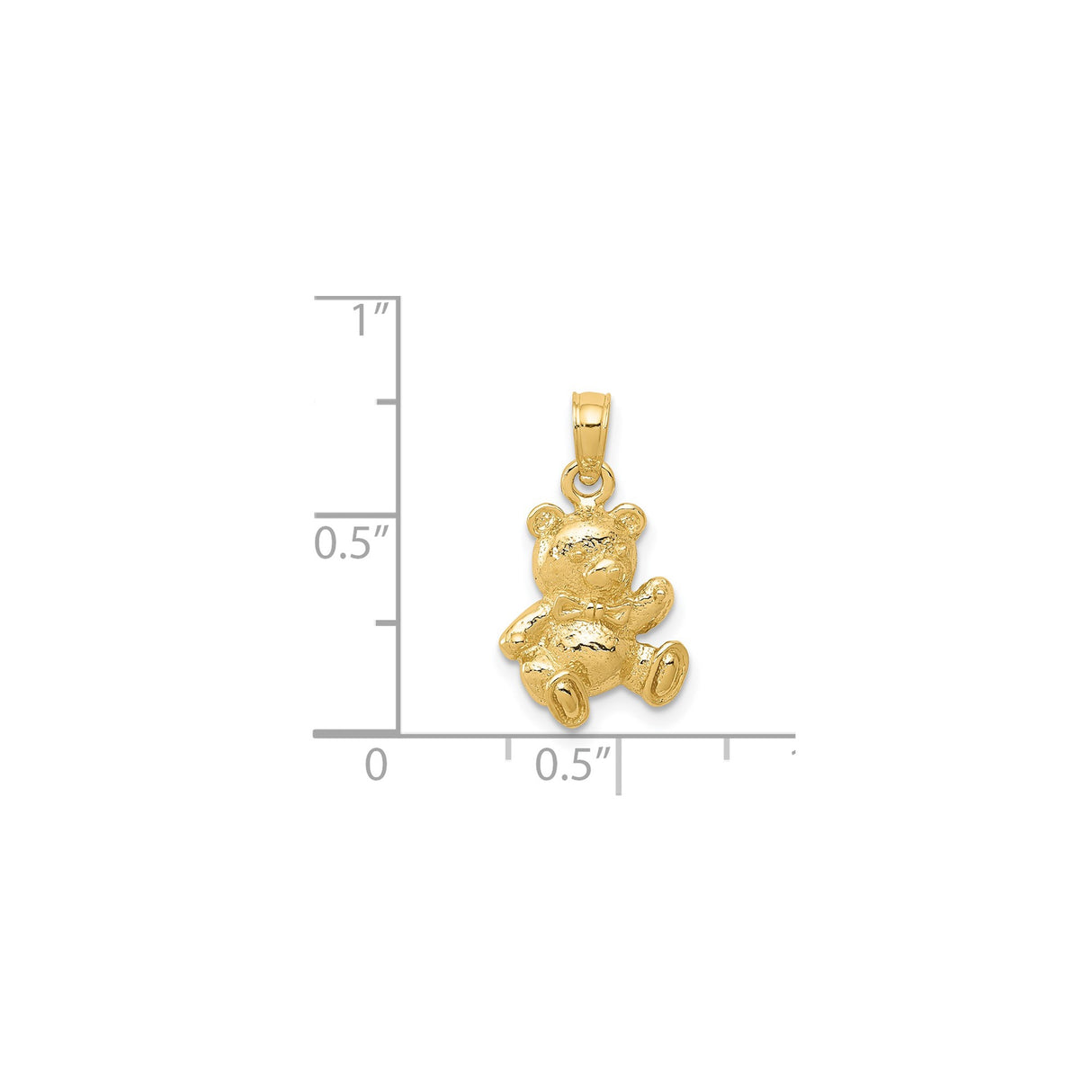 14k Yellow Gold Teddy Bear Pendant with Textured Finish and Bowtie Detail
