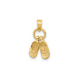 14k Yellow Gold Pendant Charm with Double Baby Shoe Design, Motherhood Keepsake Jewelry for Women