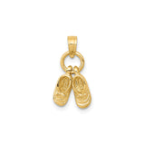 14k Yellow Gold Pendant Charm with Double Baby Shoe Design, Motherhood Keepsake Jewelry for Women