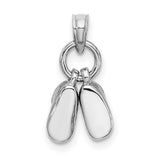 14k White Gold Pendant with 3D Baby Shoes, Symbolic Motherhood Charm for Women