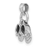 14k White Gold Pendant with 3D Baby Shoes, Symbolic Motherhood Charm for Women
