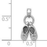 14k White Gold Pendant with 3D Baby Shoes, Symbolic Motherhood Charm for Women