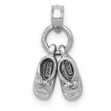 14k White Gold Pendant with 3D Baby Shoes, Symbolic Motherhood Charm for Women