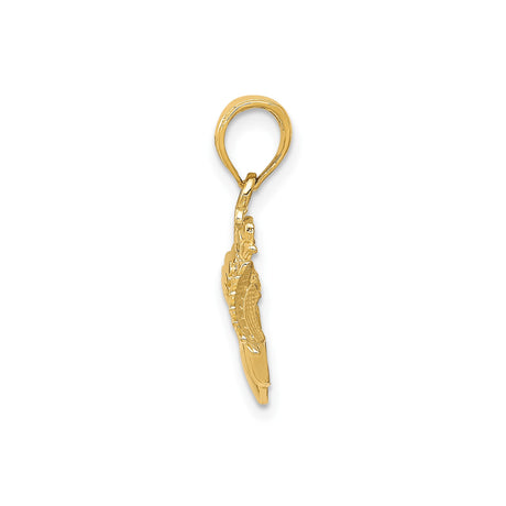 14k Yellow Gold Claddagh Pendant with Crowned Heart, Celtic Symbol of Love and Loyalty