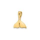 14k Yellow Gold Whale Tail Pendant, Polished Ocean-Inspired Nautical Charm for Unisex Beach Style