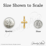 14k Yellow Gold Crucifix Cross Pendant with High Polish and Satin Finish Featuring Jesus