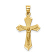 14k Yellow Gold Crucifix Cross Pendant with High Polish and Satin Finish Featuring Jesus