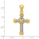 Latin Cross With Capped Ends Charm Pendant in Real 14k Multi-Tone Gold