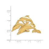 14k Yellow Gold Dolphin Pendant with Three Leaping Dolphins, Ocean Life Charm