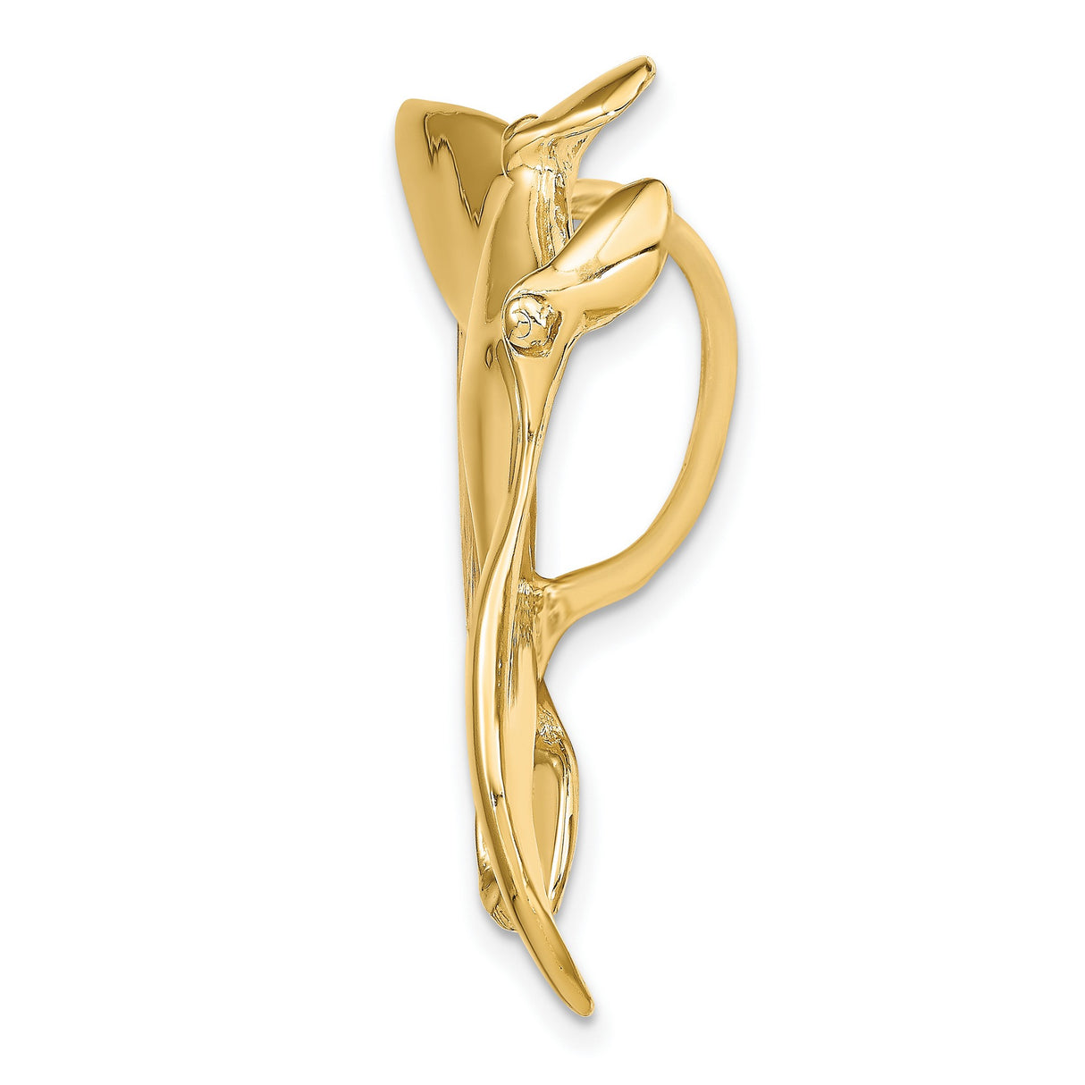 14k Yellow Gold Manta Ray Pendant, Polished Ocean Animal Charm, Nautical Marine Style