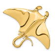 14k Yellow Gold Manta Ray Pendant, Polished Ocean Animal Charm, Nautical Marine Style