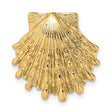 14k Yellow Gold Scallop Shell Pendant, Textured Camino Symbol Religious Charm for Women
