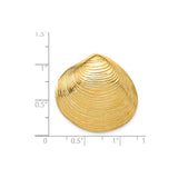 14k Yellow Gold Clam Shell Pendant with Ridged Detail, Nautical Coastal Jewelry for Women
