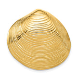 14k Yellow Gold Clam Shell Pendant with Ridged Detail, Nautical Coastal Jewelry for Women