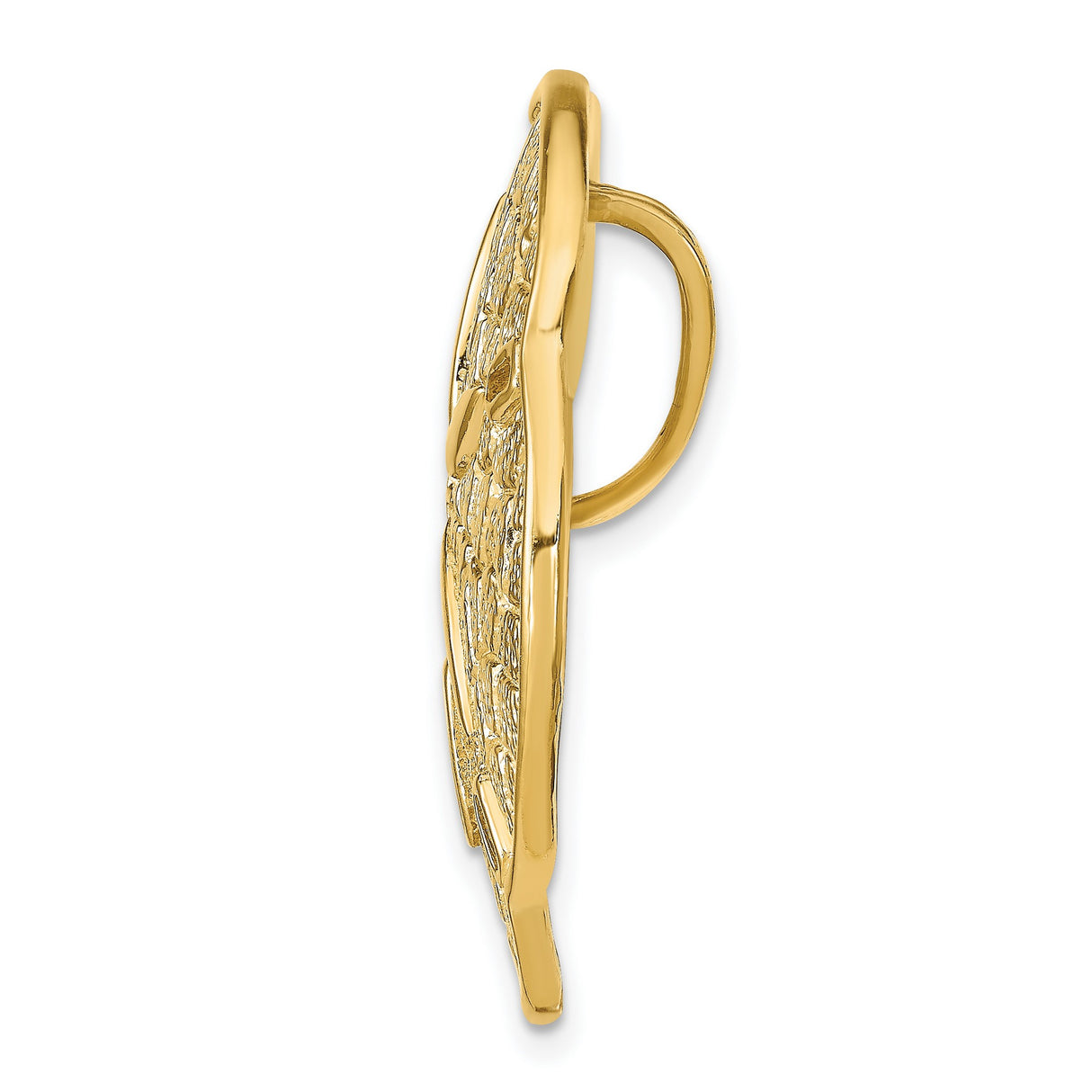 14k Yellow Gold Sand Dollar Pendant with Textured Ocean Design and Five Point Star