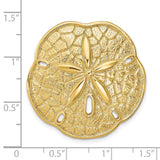 14k Yellow Gold Sand Dollar Pendant with Textured Ocean Design and Five Point Star