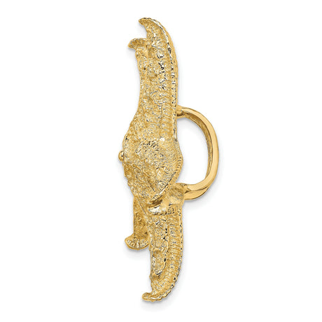 14k Yellow Gold Starfish Pendant, Textured Nautical Marine Life Charm for Women or Unisex Wear