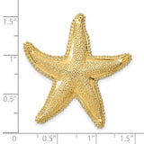 14k Yellow Gold Starfish Pendant with Textured Finish and Beaded Edges, Nautical Theme