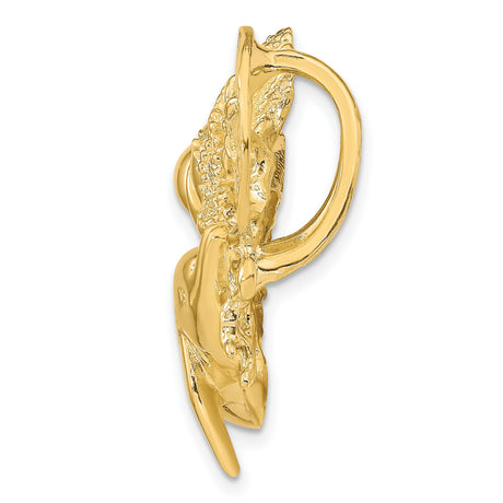 14k Yellow Gold Dolphin and Seashell Brooch with Starfish and Sand Dollar, Ocean Theme Jewelry Pin