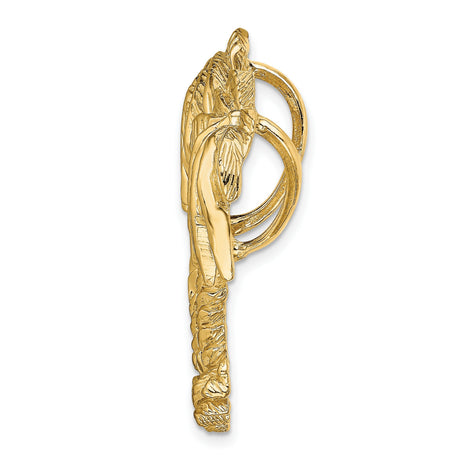 14k Yellow Gold Double Palm Tree Pendant, Tropical Island Vacation Theme Charm