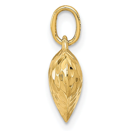 14k Yellow Gold Puffed Heart Pendant with Diamond Cut Textured Finish, Romantic Design for Women