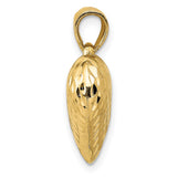 14k Yellow Gold Heart Pendant, Diamond Cut Textured Finish, Solid Puffed Charm Jewelry