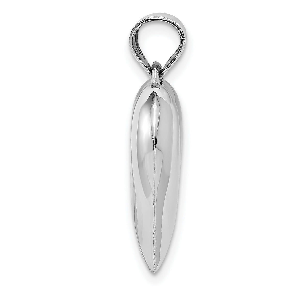 14k White Gold Heart Pendant, Smooth High Polish Design, Minimalist Style for Women