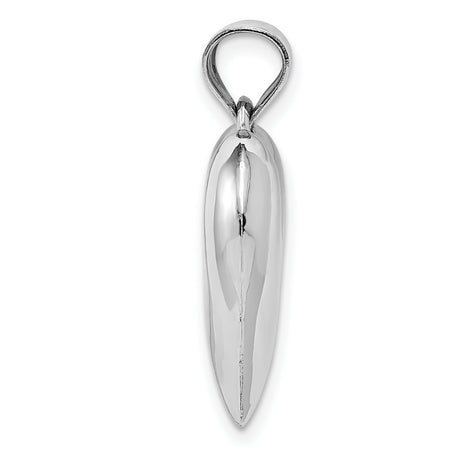 14k White Gold Heart Pendant, Smooth High Polish Design, Minimalist Style for Women